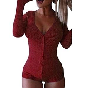 Women's Long Sleeve  Knitted Bodycon Bodysuit ❤️